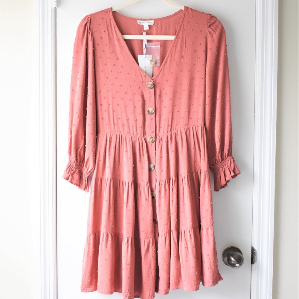 Button Down Sienna Dotted Tiered Dress